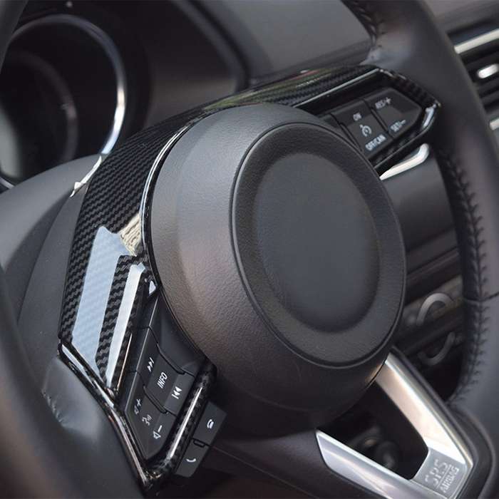 Car ABS Carbon Fiber Interior Steering Wheel Button Cover Inner Trims for CX5 2018 Sequin Decorate C