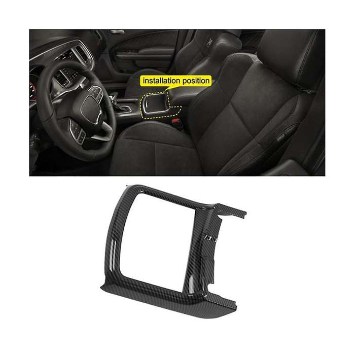 Car Abs Carbon Fiber Interior Front Water Cup Frame Cover Trim for Charger 2015-2020