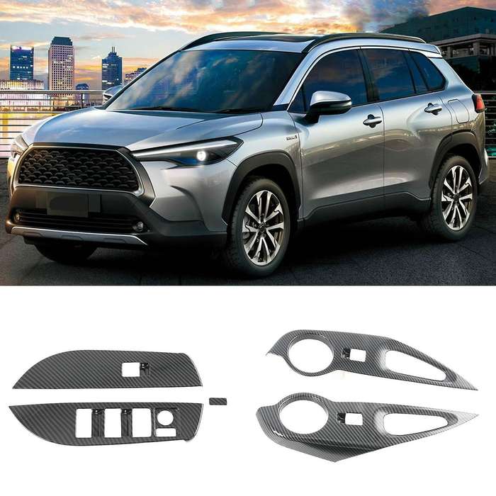 Car Abs Carbon Fiber Window Switch Panel Cover Trim Control Trim for 2020 Left-hand Drive