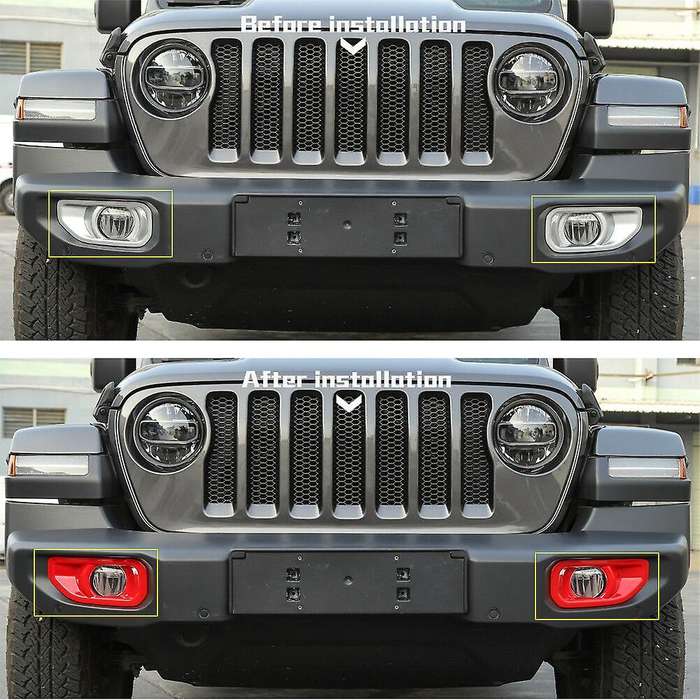 Car ABS Front Fog Lamp Light Cover Trim Decoration for JL 2018+ Accessories Red