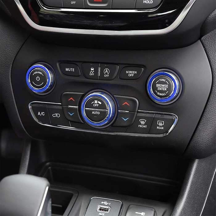 Car AC Knob Covers Volume Knob Cover Trim Auto Decoration Accessories for Grand / 2014-2021, Blue