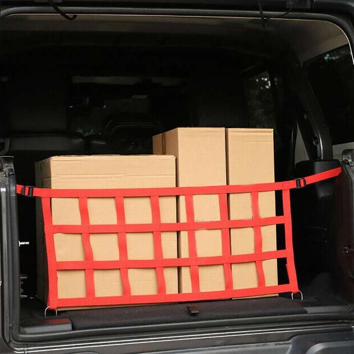 Car Accessories Car Rear Trunk Cargo Luggage Mesh Block Bezel Net for Wrangler JK JL 2007-2020 Red