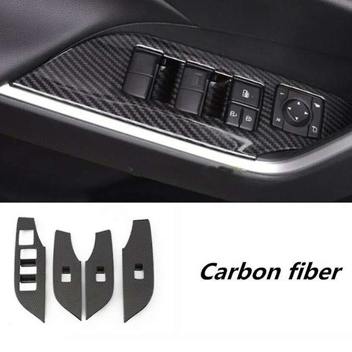 Car Accessories Carbon Fiber Style Window Switch Panel Frame Cover Trim Stickers for 2019 2020
