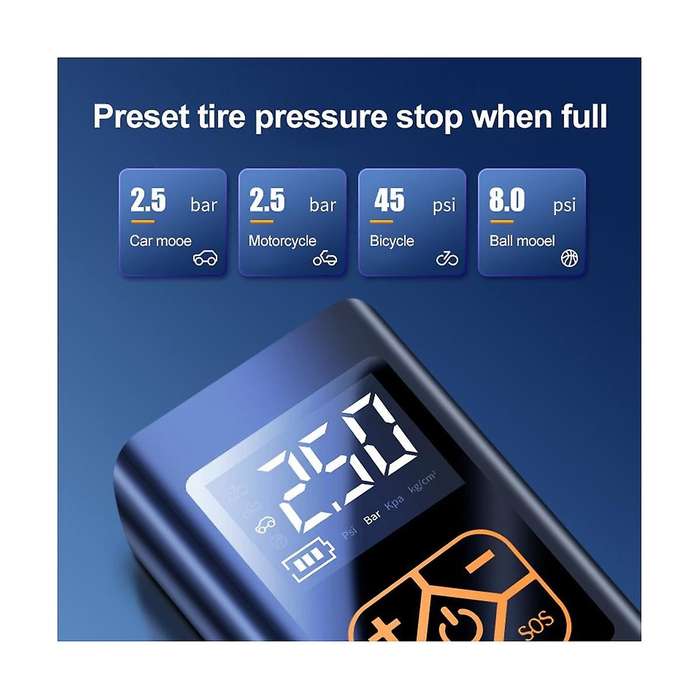 Car Air Pump Portable Car Air Compressor 4000mah Digital Display Electric Tire Inflator Pump for Mot