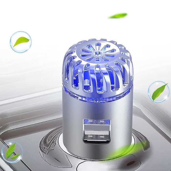 Car Air Purifier 20 Million Negative Ion Dual USB Car Charger 2 in 1 Air Purifier(Silver)