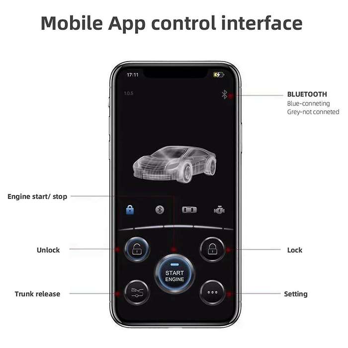 Car Alarm Smart App Remote Start Stop System for Cars Engine Push Start System with Auto Ignition Bu