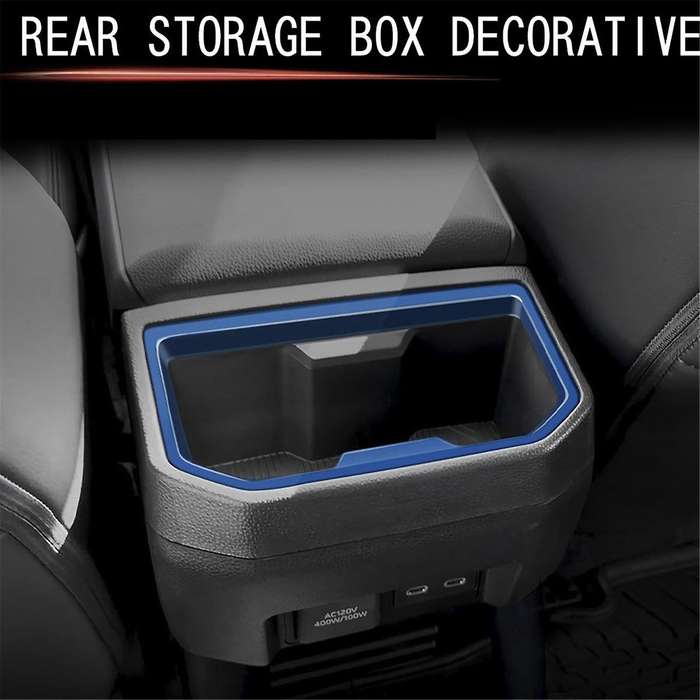 Car Armrest Box Rear Water Cup Holder Frame Cover Trim Stickers for 2024 Car Accessories Blue