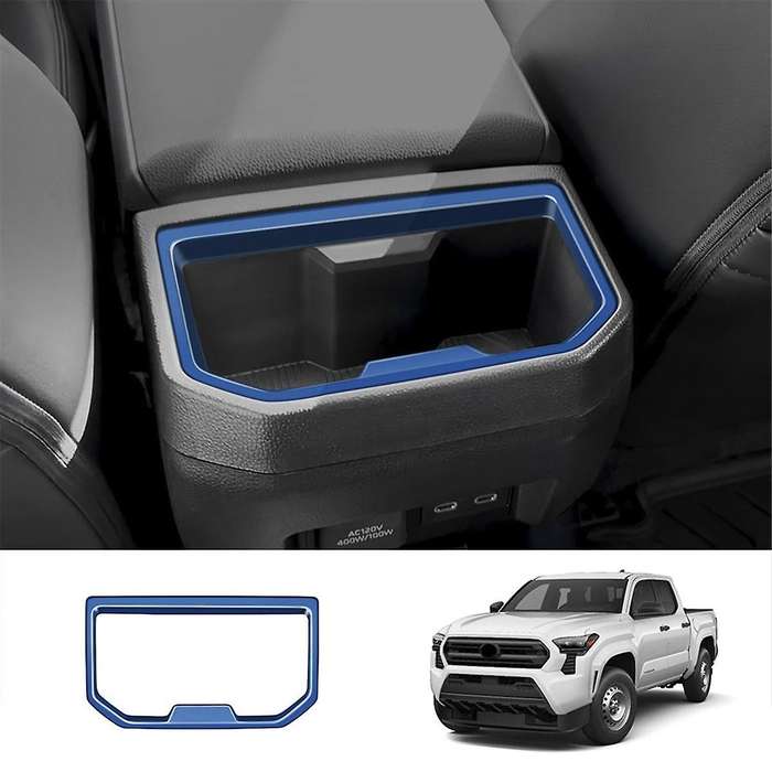 Car Armrest Box Rear Water Cup Holder Frame Cover Trim Stickers for 2024 Car Accessories Blue