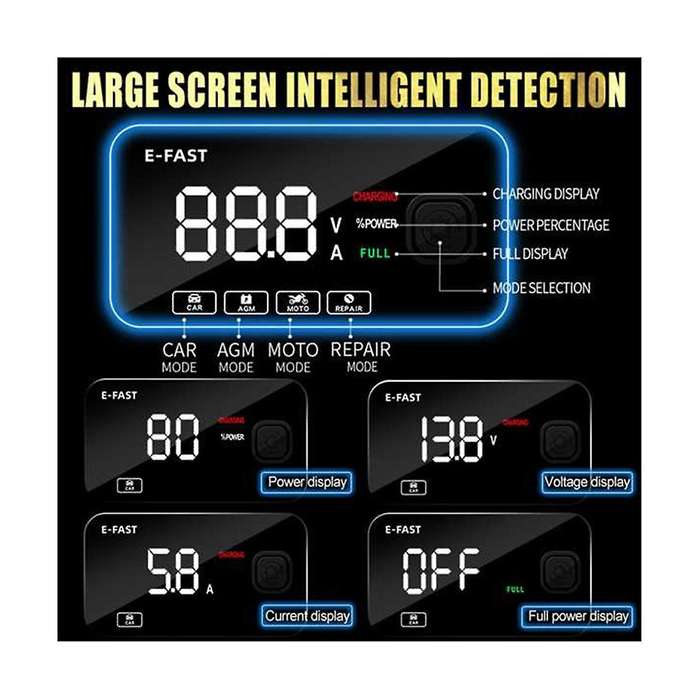 Car Battery Charger Lead-acid 12v Charger Lcd Display Car Charger Motorcycle Charger Full Self-stop