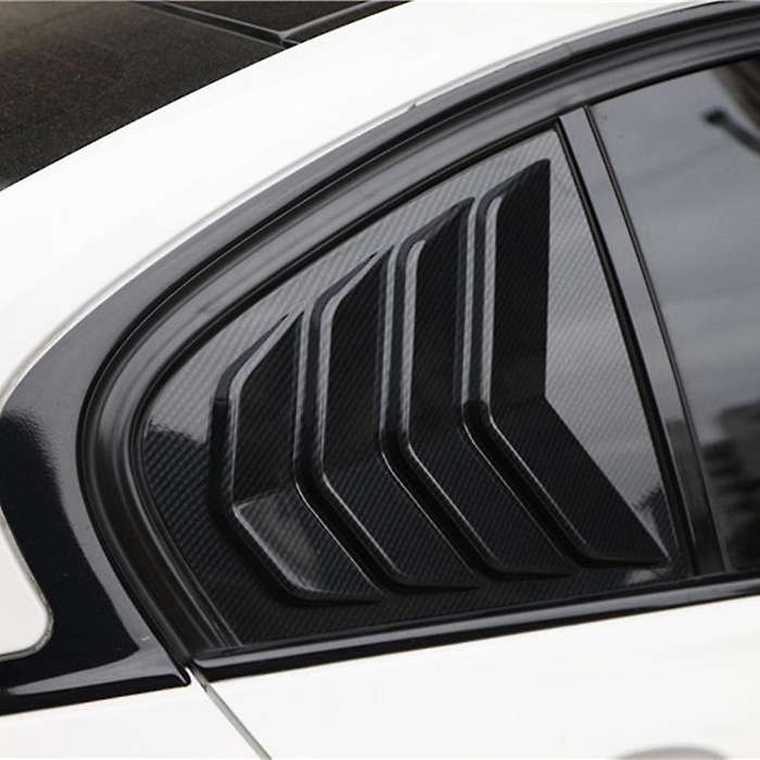 Car Black Carbon Fiber Rear Door Window Triangular Trims for  3 Series 320I 2016-2019