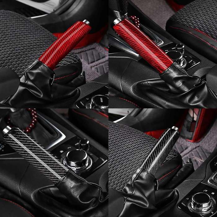 Car Black Carbon Fiber Replacement Handbrake Cover Grip Handle Lever Brake Handle Cover for 3 Axela