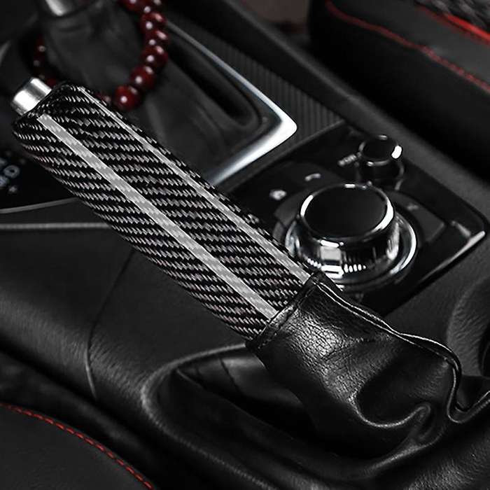 Car Black Carbon Fiber Replacement Handbrake Cover Grip Handle Lever Brake Handle Cover for 3 Axela