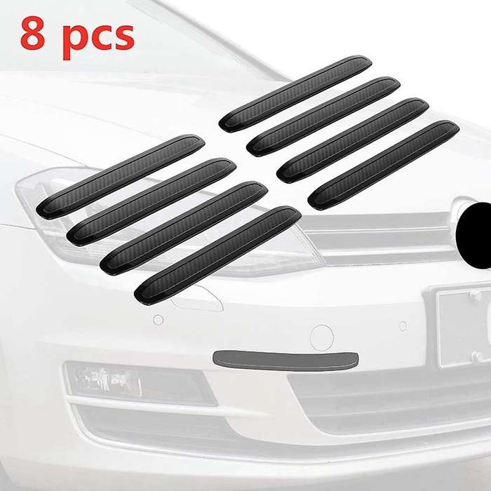 Car Bumper Protector Rubber Strips, Carbon Fibre Front and Rear Side Bumper Trim Guard for SUV MPV P