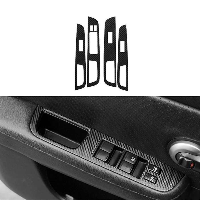 Car Carbon Decal Car Window Lift Button Switch Panel Stickers for TIIDA 2005-2010