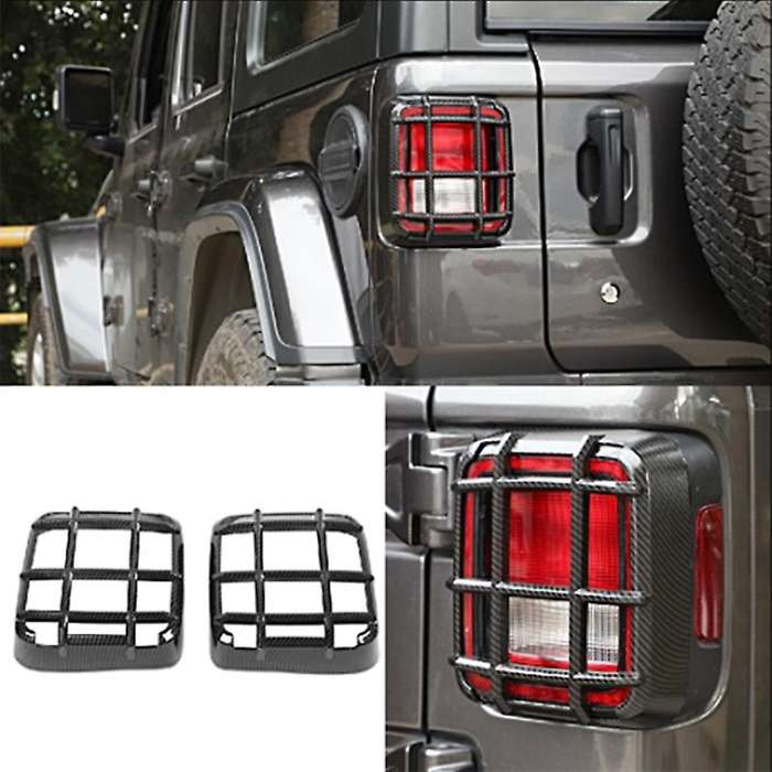 Car Carbon Fiber ABS Tail Light Lamp Cover Trim Decor Frame for Wrangler JL 2018-2020