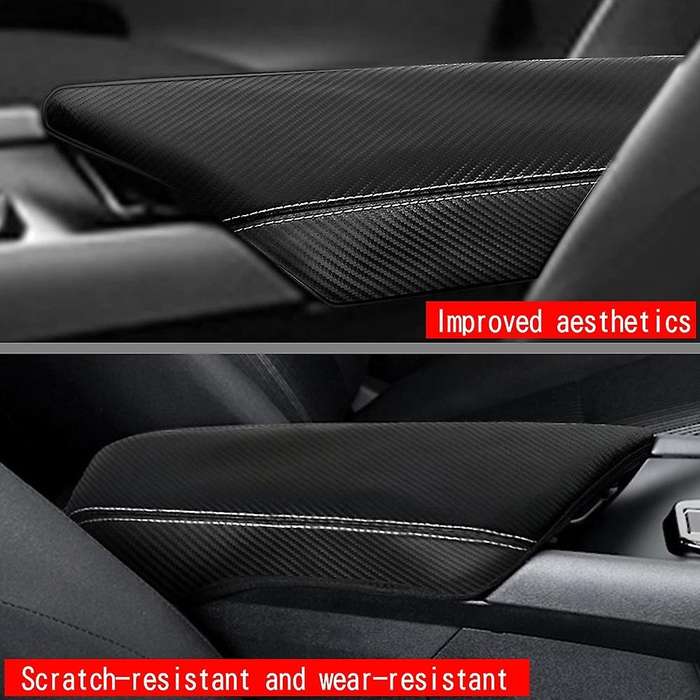Car Carbon Fiber Center Console Lid Armrest Box Leather Protective Cover Cushion Pad for NOTE E13 Au