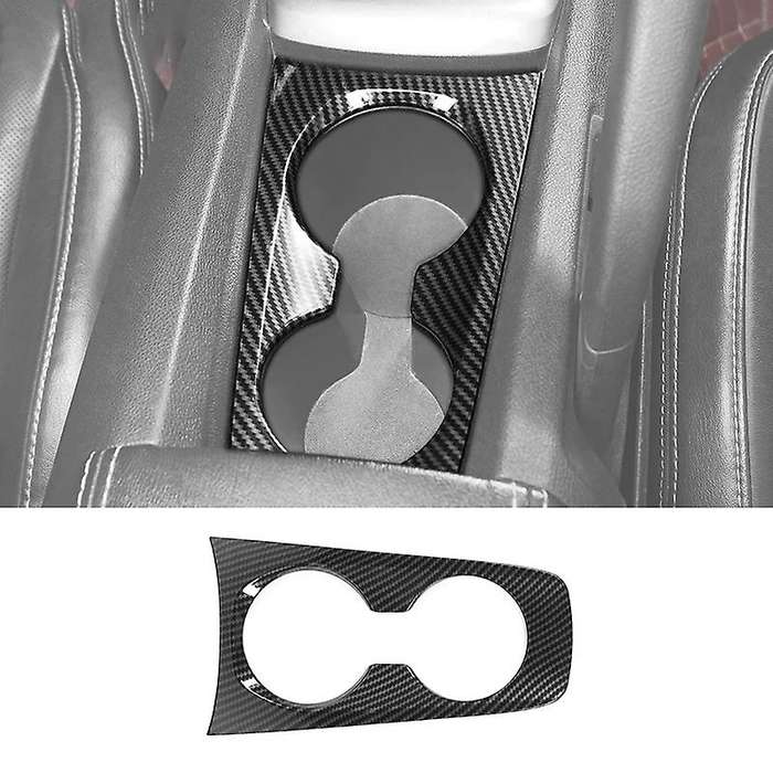 Car Carbon Fiber Center Console Water Cup Holder Decoration Cover Trim Stickers for 2010-2015