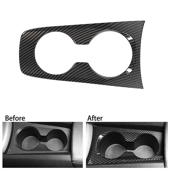 Car Carbon Fiber Center Console Water Cup Holder Decoration Cover Trim Stickers for 2010-2015