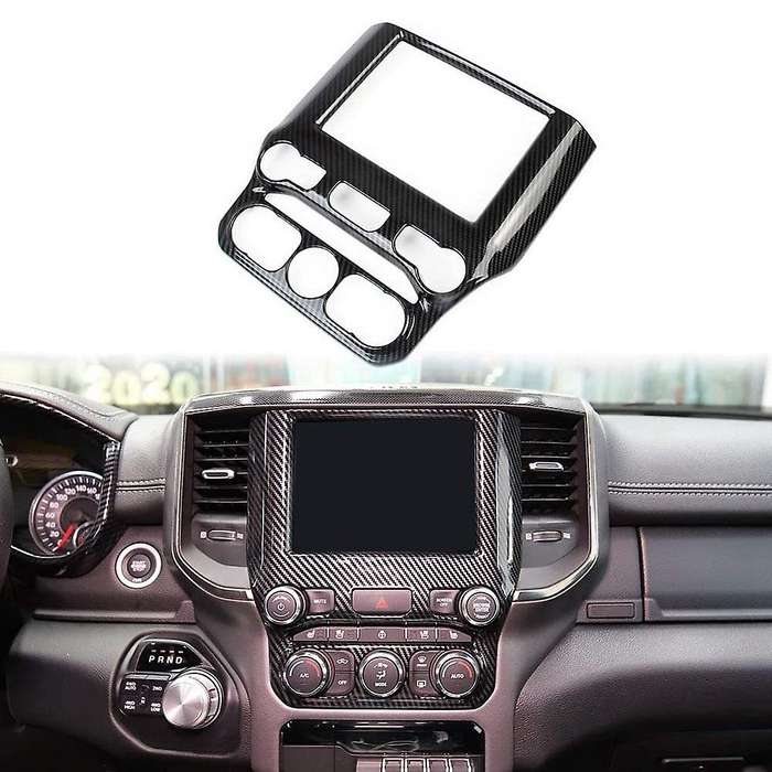Car Carbon Fiber Central Control Navigation Screen Cover Trim for Ram 1500 2019 2020 Accessories