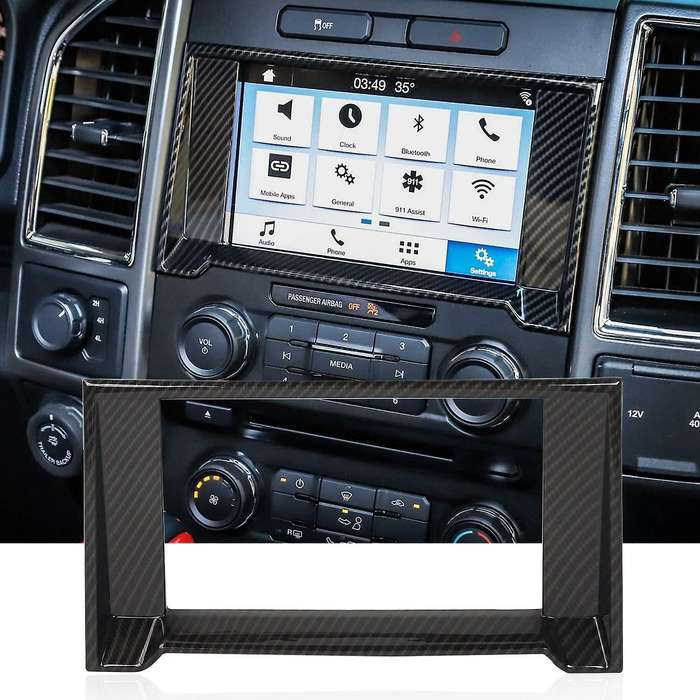 Car Carbon Fiber Central Control Navigation GPS Radio Panel Trim for 2015-2017