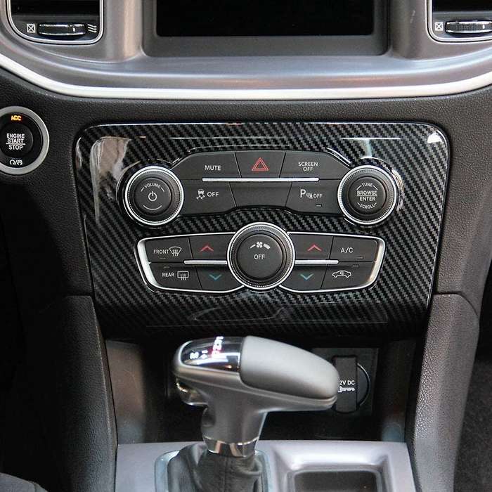 Car Carbon Fiber Central Control Air Conditioning A/C Panel Cover Trim for Charger 2015-2020 Accesso