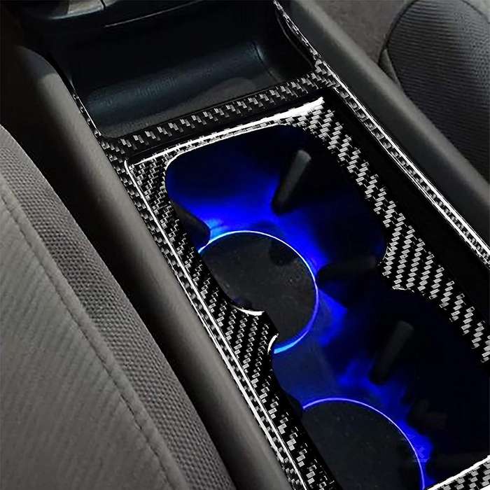 Car Carbon Fiber Central Control Water Cup Protective Cover Trim for 8 Gen 2006-2011
