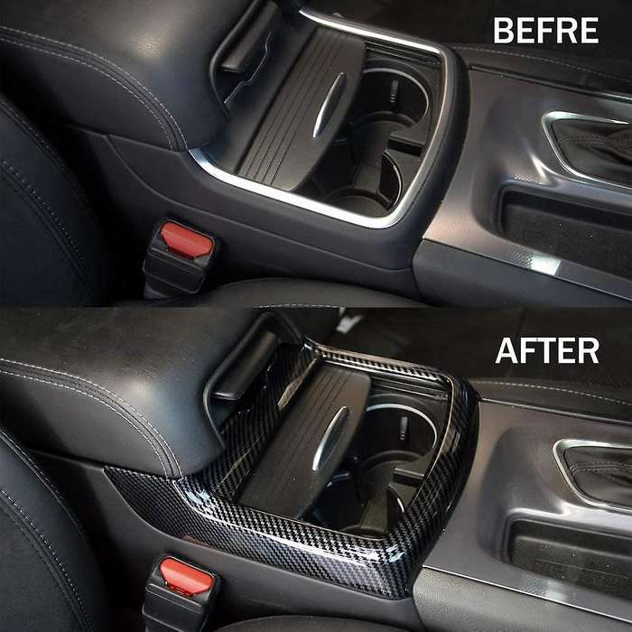 Car Carbon Fiber Cup Holder Cover Trim Decor Sticker for Charger 2015-2020 Accessories