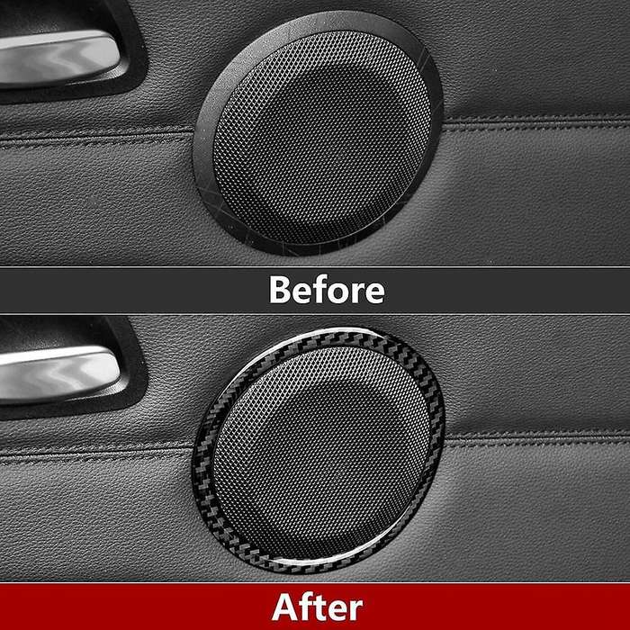 Car Carbon Fiber Door Audio Speaker Sticker Cover Trim Decal Ring for - 3 Series E90 E92 E93 2005-20