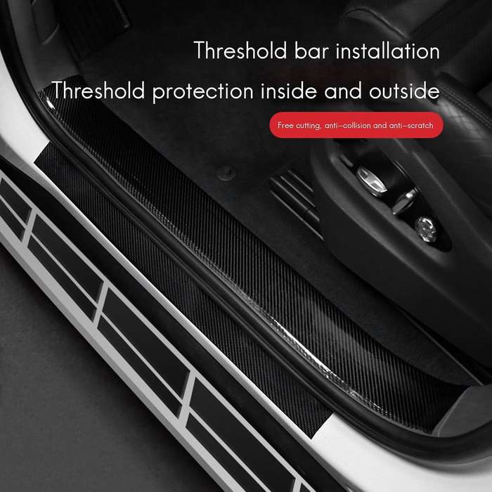 Car Carbon Fiber Door Sill Strip, Door Anti-Collision Strip, Anti-Stepping Protection, Modified Wel