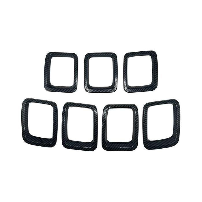Car Carbon Fiber Front Grill Mesh Inserts Rings Covers Trim Inserts Kit for Compass Mp 2017 2018 20