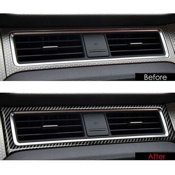 Car Carbon Fiber Instrument Panel Air Conditioning Outlet Vent Cover Moulding Sticker Frame for 2009