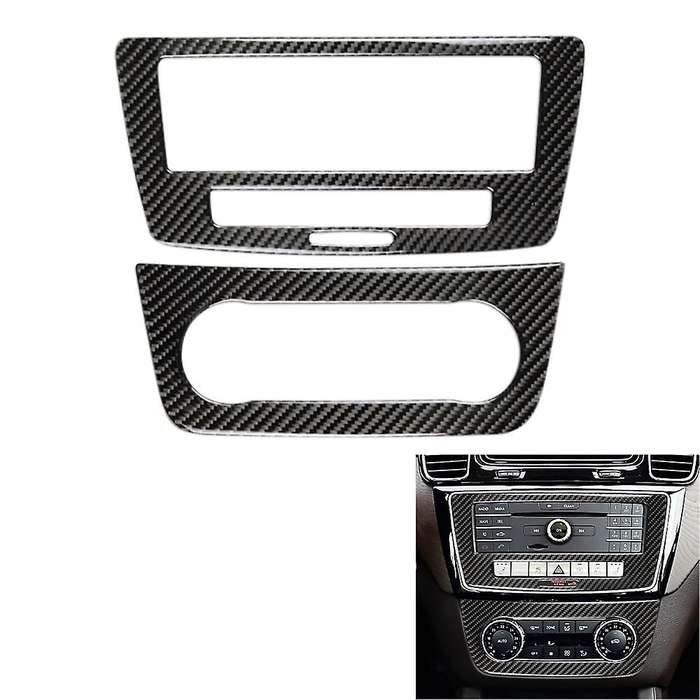 Car Carbon Fiber Interior Central Console Air Condition Multimedia Adjust Panel Cover Trim for W166