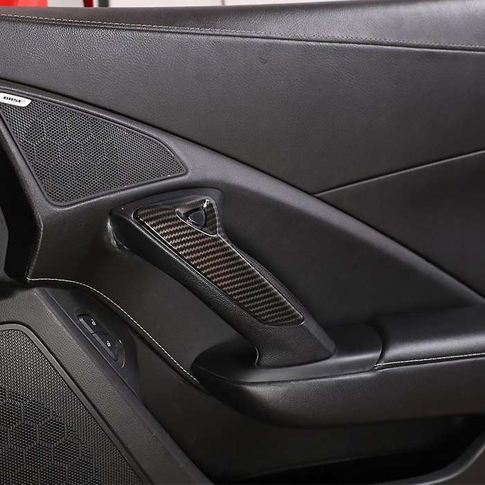 Car Carbon Fiber Interior Inner Electric Door Lock Switch Cover Frame Sticker for Corvette C7 2014-