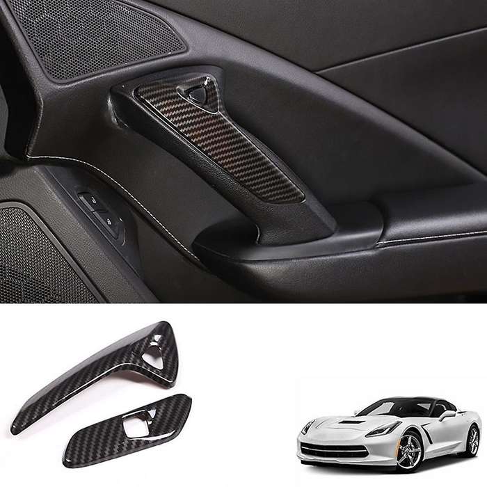 Car Carbon Fiber Interior Inner Electric Door Lock Switch Cover Frame Sticker for Corvette C7 2014-
