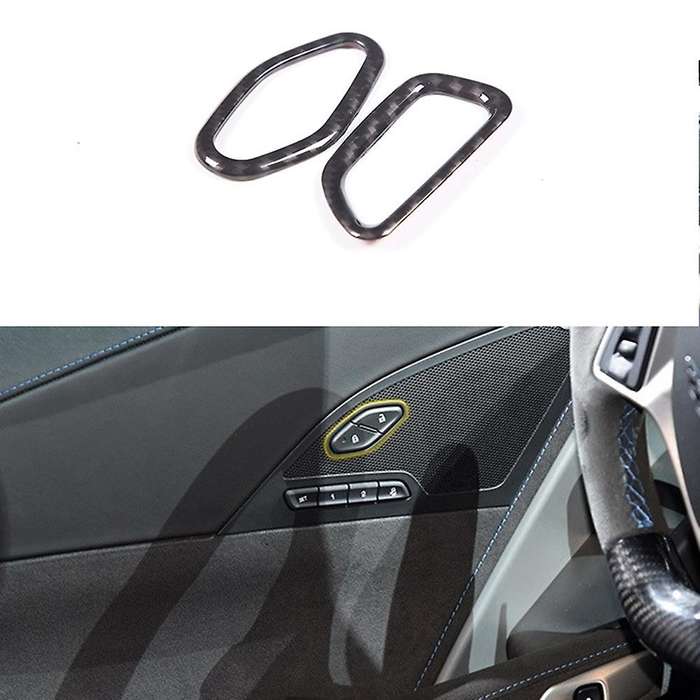 Car Carbon Fiber Interior Inner Door Lock Switch Cover Decoration Sticker for Corvette C7 2014-2019