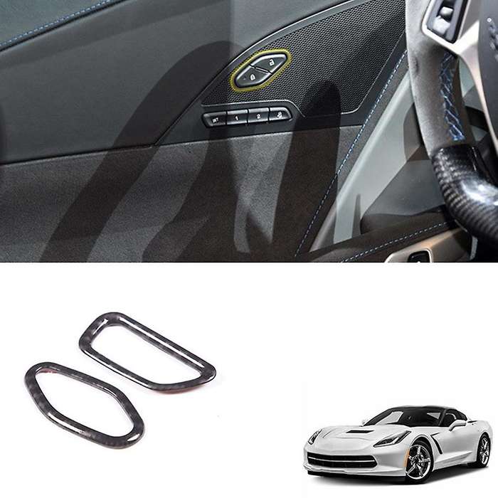 Car Carbon Fiber Interior Inner Door Lock Switch Cover Decoration Sticker for Corvette C7 2014-2019