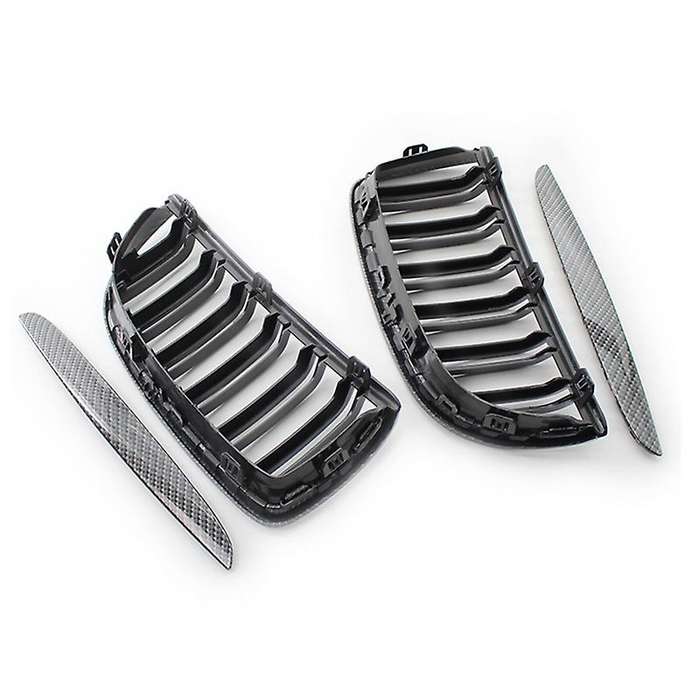 Car Carbon Fiber Look Front Kidney Grille Slats Grill for 3 Series E90 E91 2005-2008