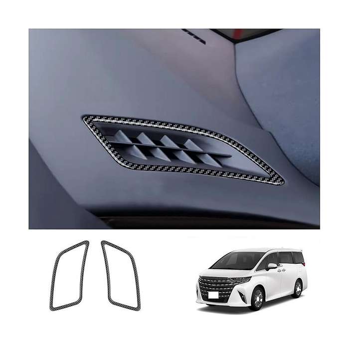 Car Carbon Fiber Pattern Front Dashboard Air Condition Vent Outlet Cover Trim for Alphard 40 Series