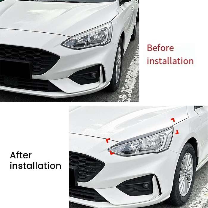 Car Carbon Fiber Pattern Headlight Lamp Eyebrows Cover Trim for Focus Mk4 2019-2021 Car Eyelids Lids