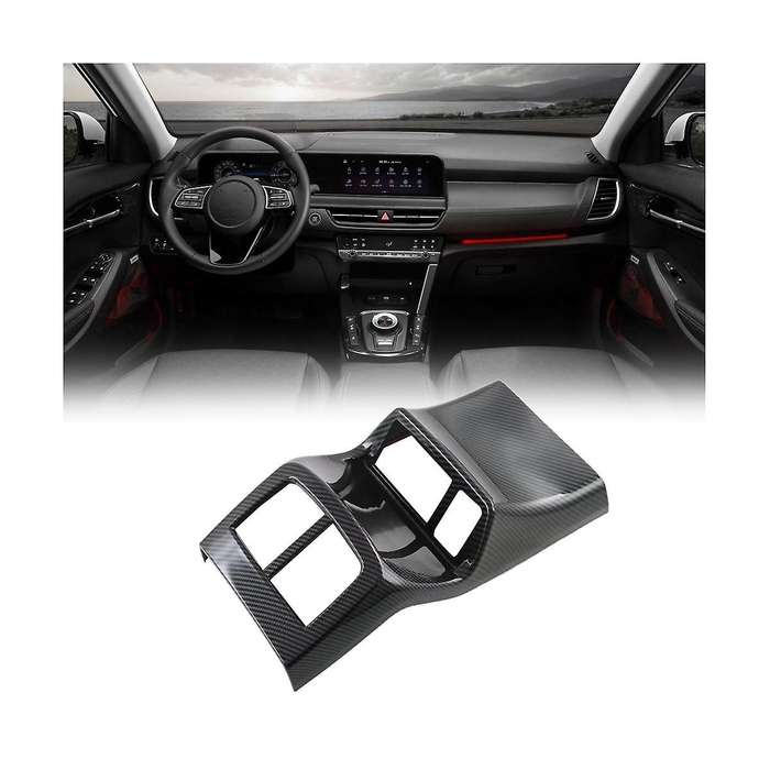 Car Carbon Fiber Rear Air Condition Vent Outlet Frame Anti-kick Panel Cover Trim for Seltos 2022 20