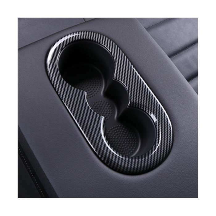 Car Carbon Fiber Rear Water Cup Holder Trim Sticker for 2018-2019