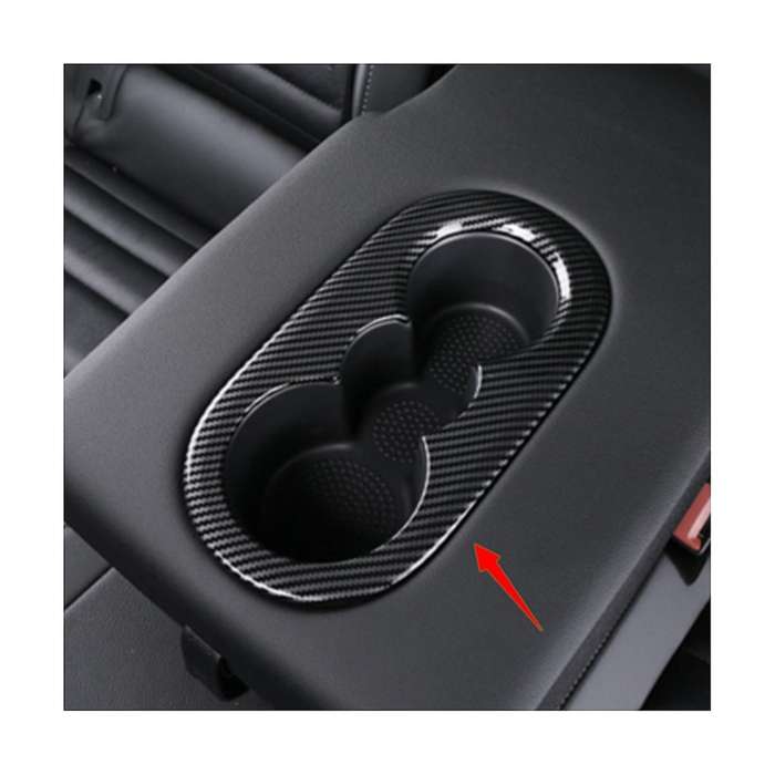 Car Carbon Fiber Rear Water Cup Holder Trim Sticker for 2018-2019