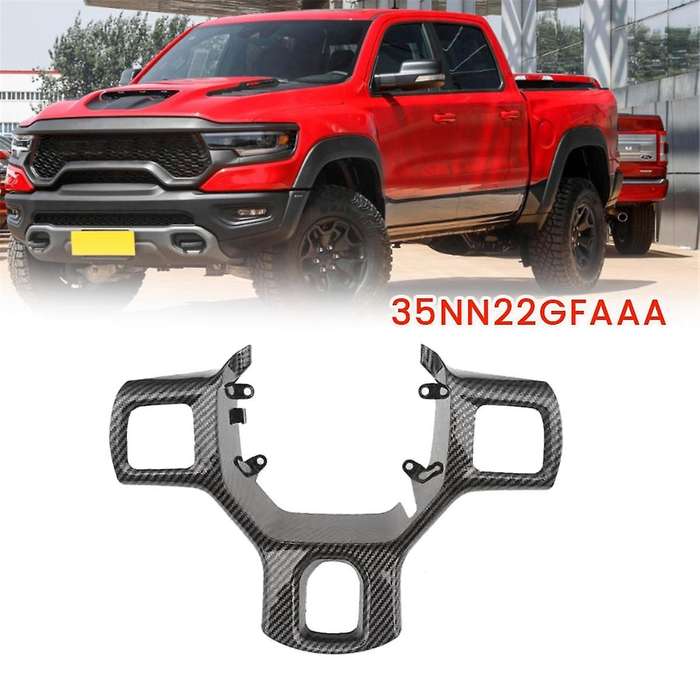 Car Carbon Fiber Steering Wheel Panel Cover Trim for Ram 1500-5500 2013-2019 5nn22gfaaa Car Accessor