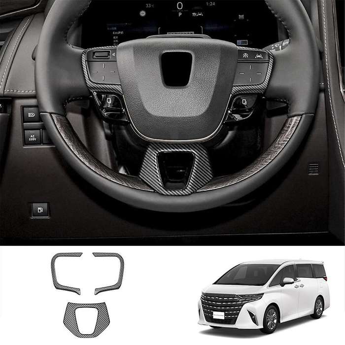 Car Carbon Fiber Steering Wheel Trim Frame Cover Sticker Car Inner Accessories for Alphard 40 Series