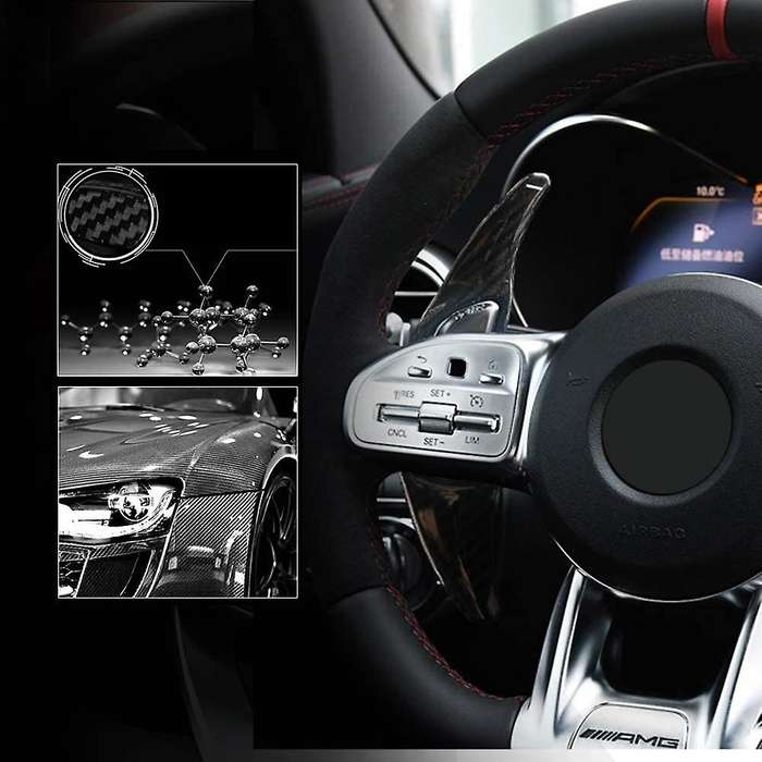 Car Carbon Fiber Steering Wheel Shifter Gear Paddle Extension Fit for A45 C63 2015-2018 Accessories
