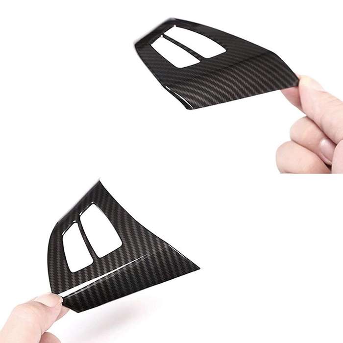 Car Carbon Fiber Style Interior Steering Wheel Switch Button Frame Cover Replacement Trim for X5 E70