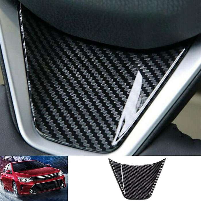 Car Carbon Fiber U-Shaped Stainless Steel Decorative Patch Steering Wheel Cover Trim for 8Th 2018-20