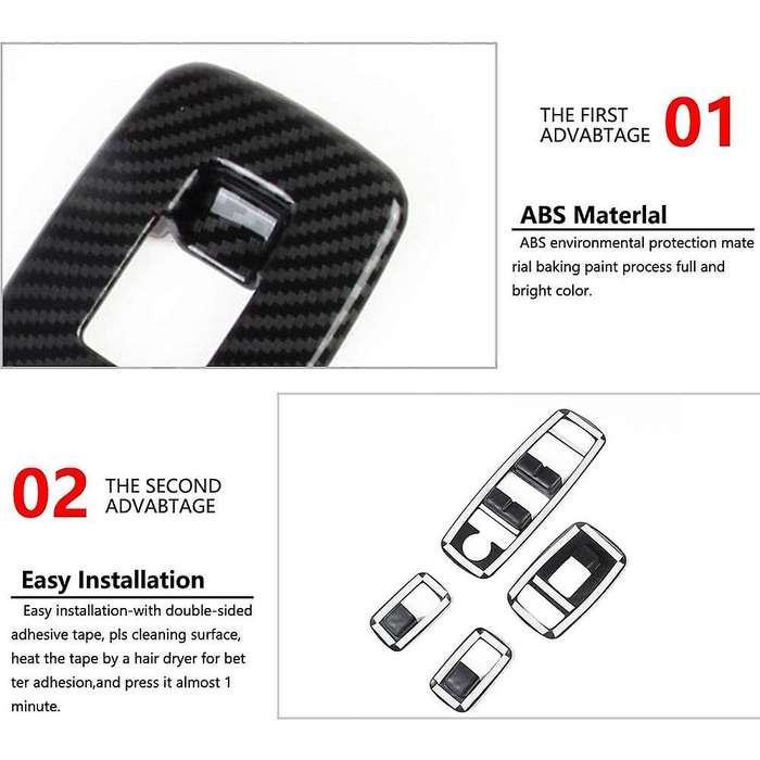 Car Carbon Fiber Window Lift Switch Panel Cover Trim Frame Sticker for Ram 1500 2019 2020 Accessorie