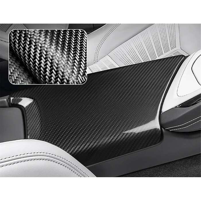 Car Center Armrest Box Cover for C8 2020-2024 Real Hard Carbon Fiber Sticker Interior Accessories