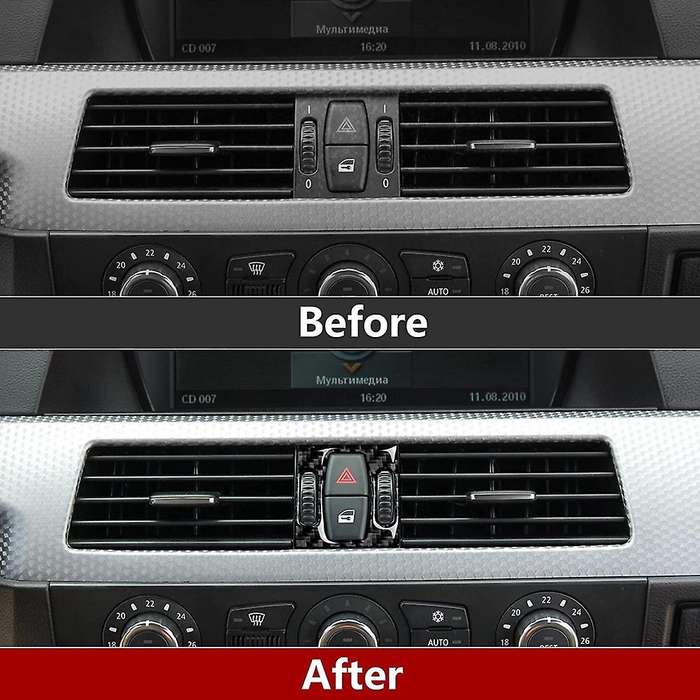 Car Center Console Air Conditioner AC Vent Cover Sticker Carbon Fiber Trim for - 5 Series E60 2004-
